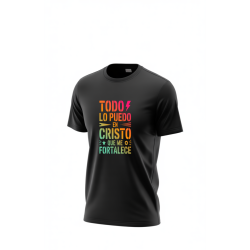 Digital stencil-style typographic design  letters and simple symbols. “Todo lo puedo en Cristo que me fortalece”